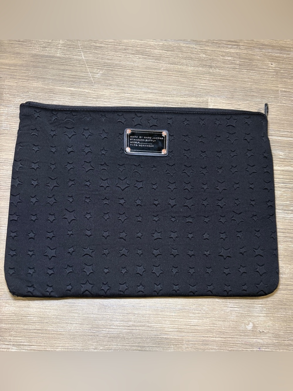 Marc Jacobs Black Star-Embossed Neoprene laptop sleeve